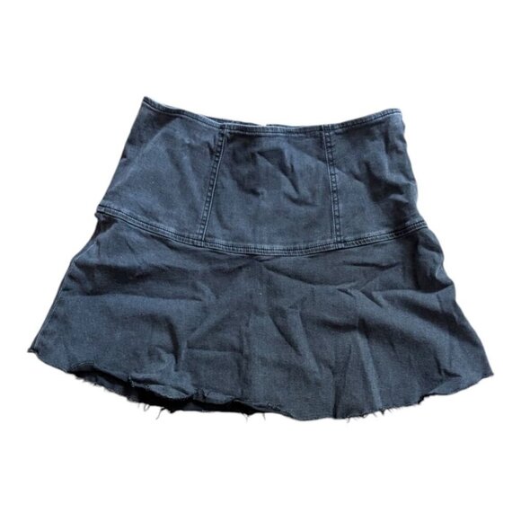 Free People We The Free Highlands Denim Cutoff Skirt in Black - Picture 2 of 6